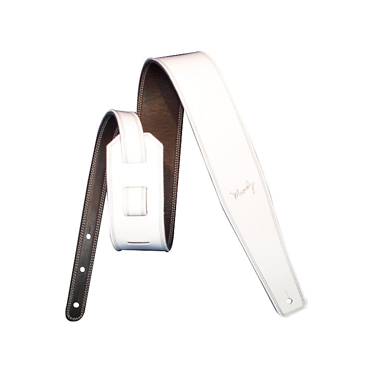 Moody 2.5" Luxury White Leather Guitar Strap with Luxury Black Leather
