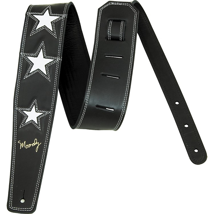Moody 2.5" Premium Mike Dirnt Leather Guitar Strap With 6 White Stars