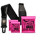 Ernie Ball 2834 Super Slinky Round Wound Bass Strings 3 Pack with Neoprene Polylock Guitar Strap
