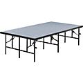 Midwest Folding Products 4' Deep X 8' Wide Single Height Portable Stage & Seated Riser 16 Inches High Hardboard Deck24 Inches High Pewter Gray Carpet