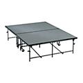Midwest Folding Products 4' Deep x 8' Wide Mobile Stage 32 Inch High Polypropylene Deck8 Inch High Pewter Gray Carpeted Deck