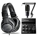 Audio-Technica AT2020 Condenser Microphone, ATH-M20X Headphones, AT8700 Boom Arm & AT-UMX3 Mixer Bundle