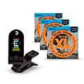D'Addario EXL110-E Bonus 3-Pack: Light Nickel Wound Electric Guitar Strings with Bonus High E String and Equinox Tuner