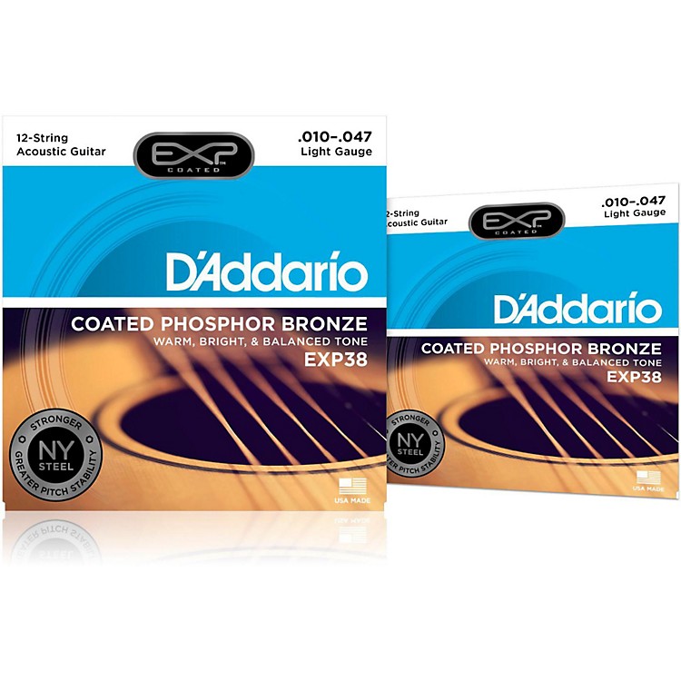 D'Addario EXP38 12String Coated Phosphor Bronze Light Acoustic Guitar