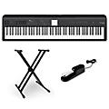 Roland FP-E50 Digital Piano With Double-Brace X-Stand and Sustain Pedal Black