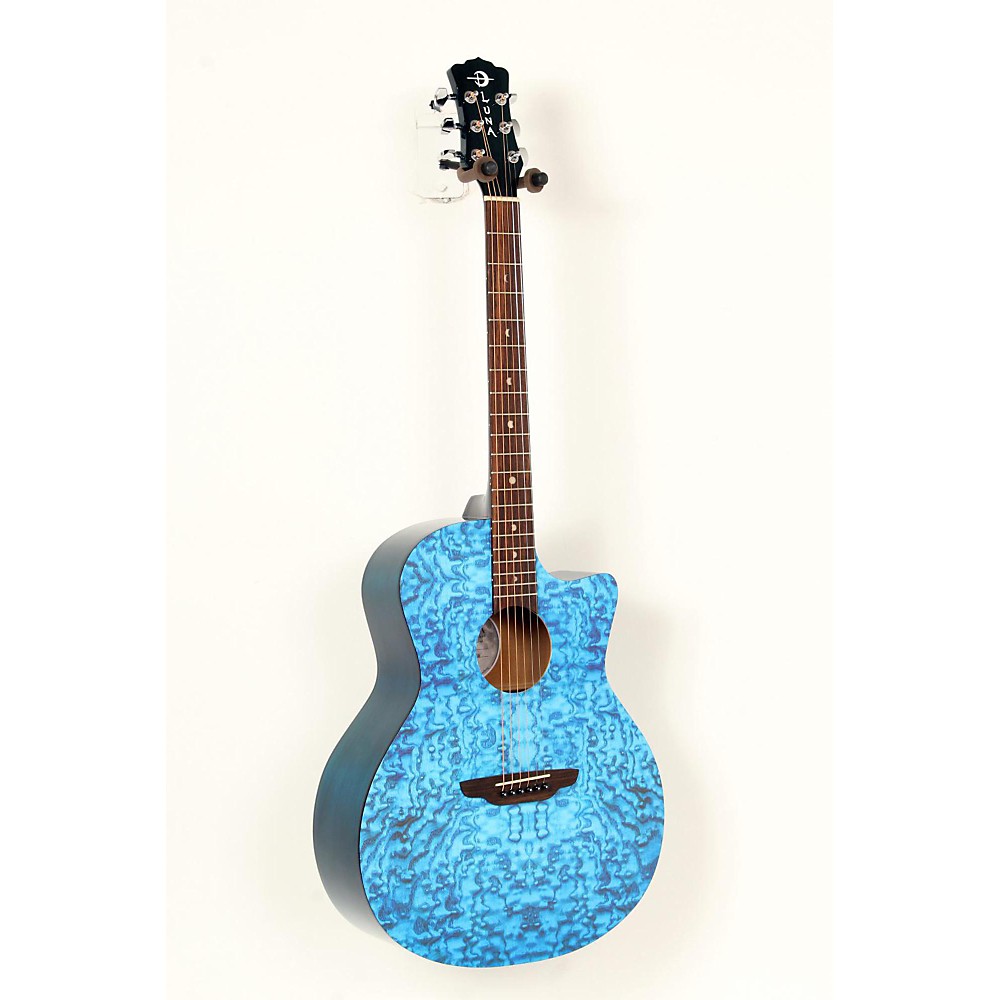 UPC 888365468570 product image for Luna Guitars Gypsy Acoustic Guitar Trans Blue, Quilt 888365468570 | upcitemdb.com