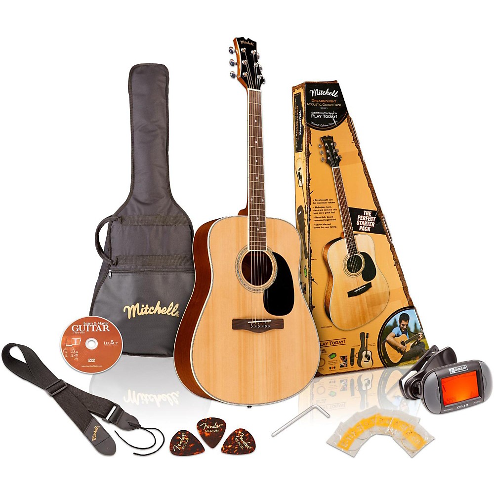 mitchell mitchell md100pk dreadnought acoustic guitar pack