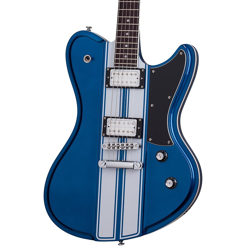 schecter ultra gt electric guitar metallic blue with white