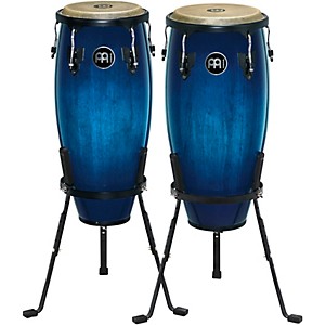 Meinl Headliner Series Wood Conga Pair With Basket Stands in Ocean Blue Burst