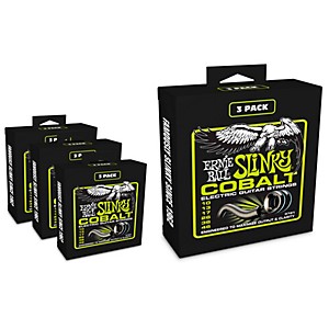 Ernie Ball P03721 Cobalt Regular Slinky Electric Guitar Strings 4 Pack (12 Sets)