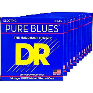 DR Strings PURE BLUES 12-Pack Pure Nickel Electric Guitar Strings - Medium 10-46