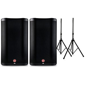 Harbinger VARI 2300 Series Powered Speakers Package with Speaker Stands