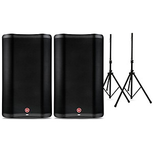 Harbinger VARI 2300 Series Powered Speakers Package with Speaker Stands