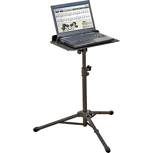 an image with a music stand being used to hold a laptop