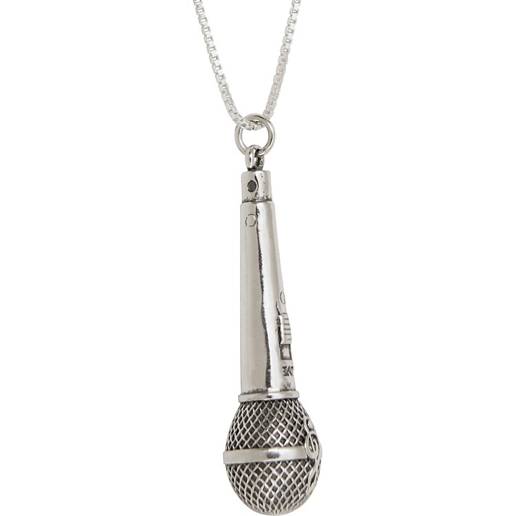 Jeffrey David Silver Microphone Pendant Necklace Musician's Friend