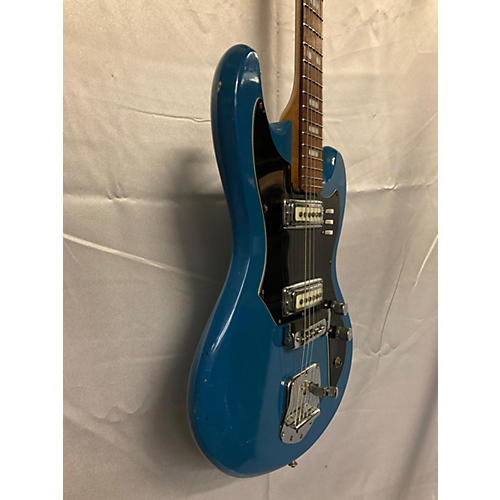 Vintage 1960s Zim-Gar 2PU MIJ Blue Solid Body Electric Guitar Blue