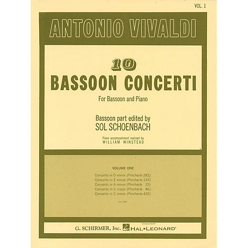 G. Schirmer 10 Bassoon Concerti, Vol. 1 Woodwind Solo Series by Vivaldi Edited by Sol Schoenbach
