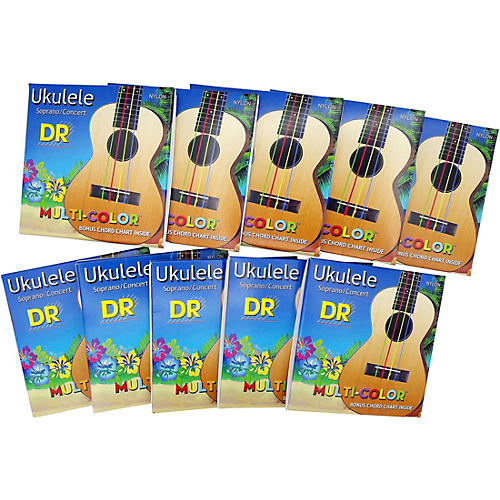 10-Pack Ukulele Multi-Color Soprano Concert Strings