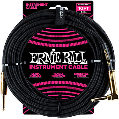 Ernie Ball 10' Straight to Angle Braided Instrument Cable
