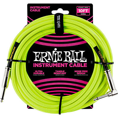 Ernie Ball 10' Straight to Angle Braided Instrument Cable