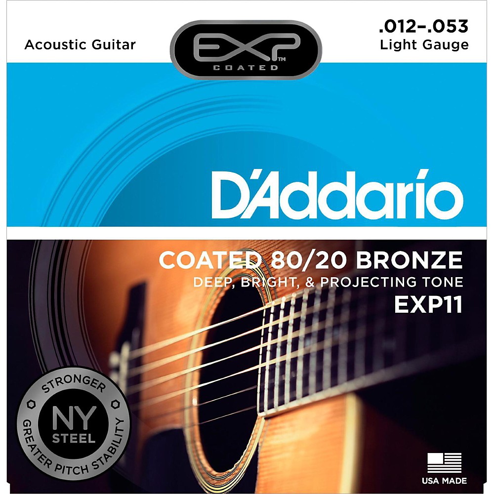 D'addario Exp11 Coated 80 / 20 Bronze Light Acoustic Guitar Strings