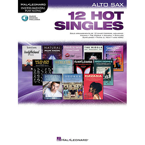 Hal Leonard 12 Hot Singles for Alto Sax Intrumental Play-Along Book/Audio Online