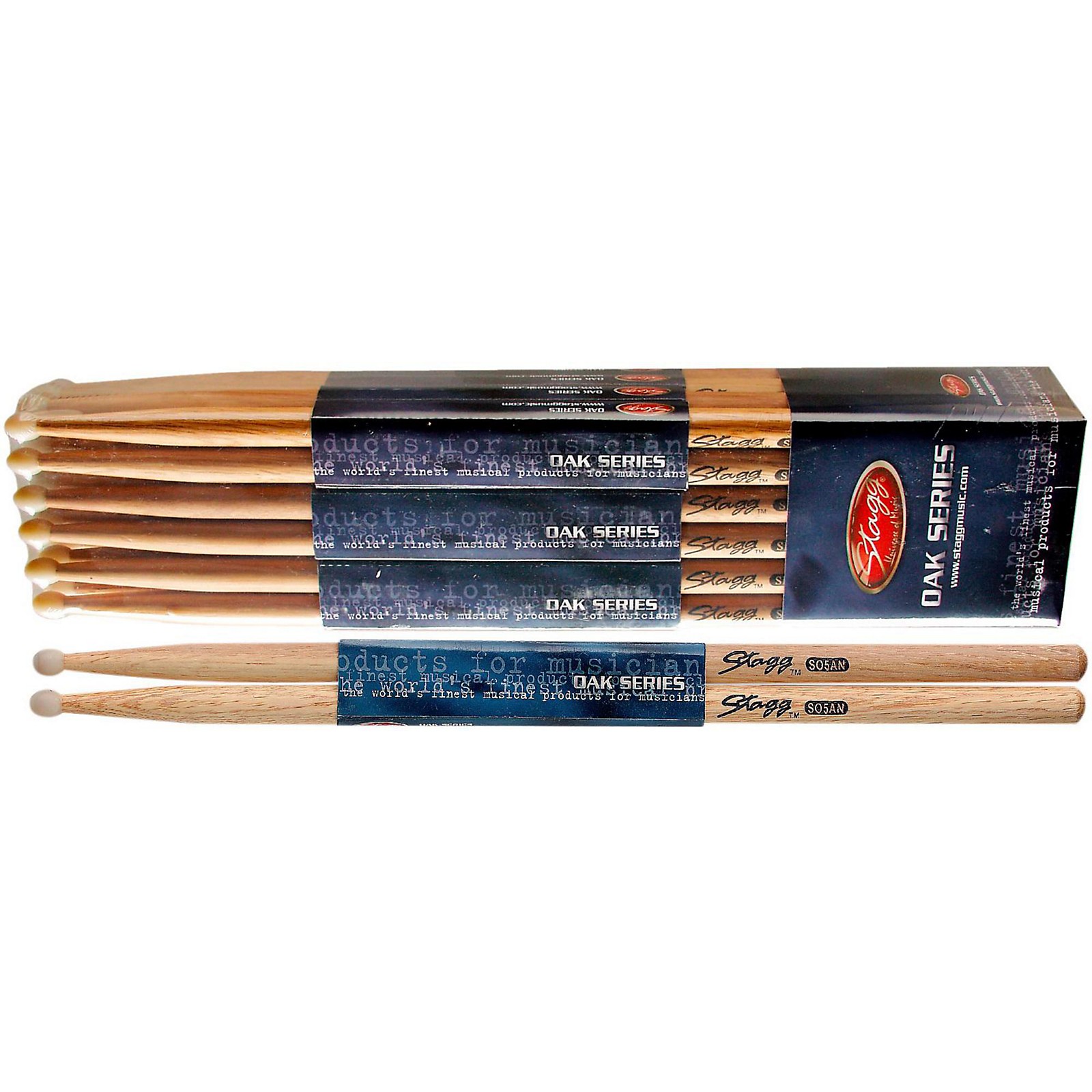 Stagg 12PAIR OAK DRUM STICKS Nylon Tip Musician's Friend