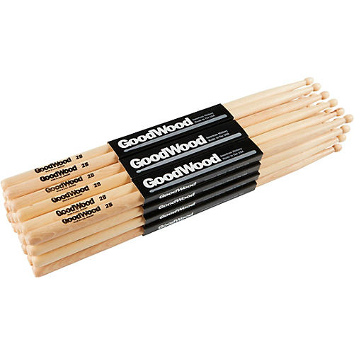 Goodwood 12-Pack Drum Sticks 2B Wood