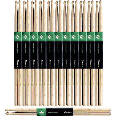Stagg 12-Pair American Hickory Drum Sticks Wood Tip