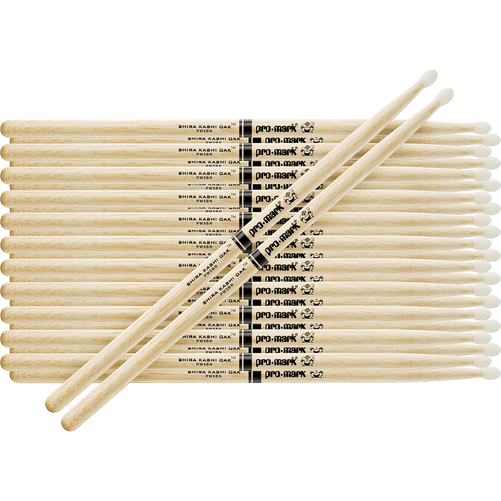 Promark 12Pair Japanese White Oak Drumsticks Wood 5B Musician's Friend