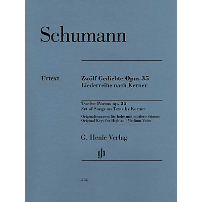 G. Henle Verlag 12 Poems Op. 35, Set of Songs on Texts by Kerner Henle Music Softcover by Schumann Edited by Kazuko Ozawa