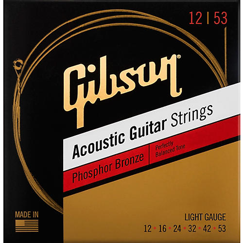 Gibson 12-String Phosphor Bronze Acoustic Guitar Strings Light