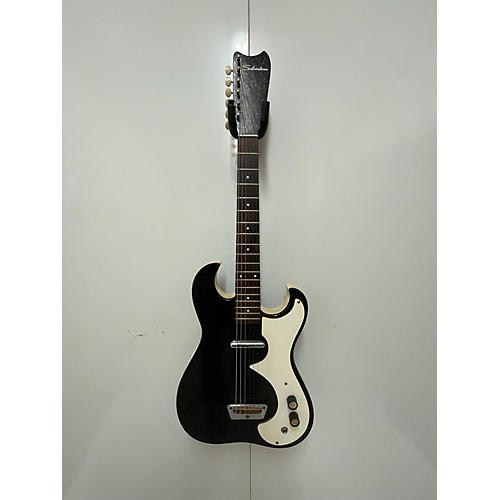 Silvertone 1448 Solid Body Electric Guitar Black and White