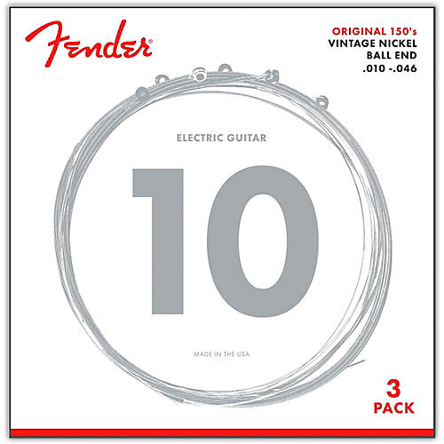 Fender 150R Nickel End Guitar Strings, Gauges 10-46 (3-Pack)