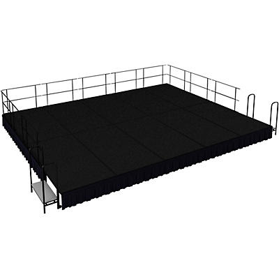 National Public Seating 16' x 20' Stage Package, 16" High with Shirred Pleat Black Skirting