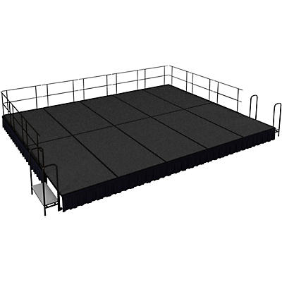 National Public Seating 16' x 20' Stage Package, 16" High with Shirred Pleat Black Skirting