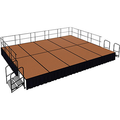 National Public Seating 16' x 20' Stage Package, 24" High with Shirred Pleat Black Skirting