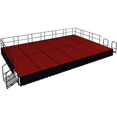 National Public Seating 16' x 24' Stage Package, 24" High with Shirred Pleat Black Skirting