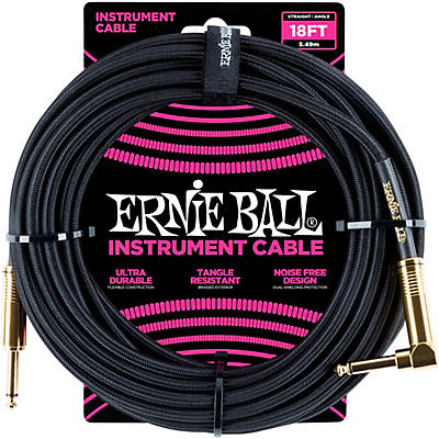 Ernie Ball 18' Straight to Angle Braided Instrument Cable