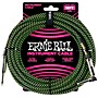 Ernie Ball 18' Straight to Angle Braided Instrument Cable Black and Green
