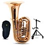 Miraphone 186-4U Series Gold Brass 4-Valve 4/4 BBb Tuba with Tuba Essentials Stand Pack