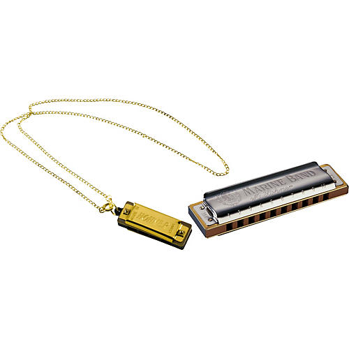 1896 Marine Band with Gold Mini Harmonica