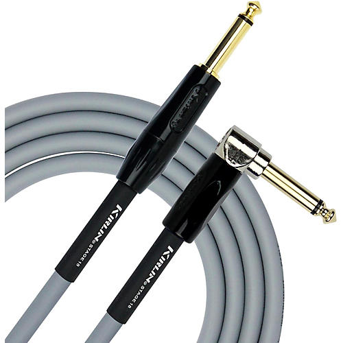 KIRLIN 18AWG Stage Straight to Right Angle Instrument Cable with Gray PVC Jacket 10 ft.