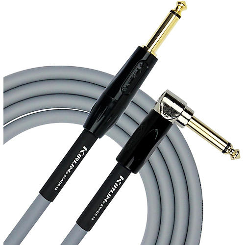 KIRLIN 18AWG Stage Straight to Right Angle Instrument Cable with Gray PVC Jacket 20 ft.