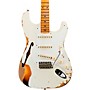 Fender Custom Shop 1956 Heavy Relic Thinline Stratocaster Electric Guitar Aged Olympic White Over Choc 2-Tone Sunburst CZ540038