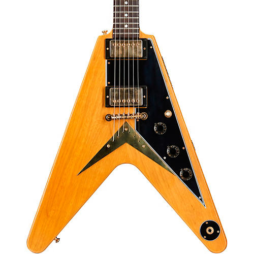 Gibson Custom 1958 Korina Flying V Black Pickguard Electric Guitar Natural