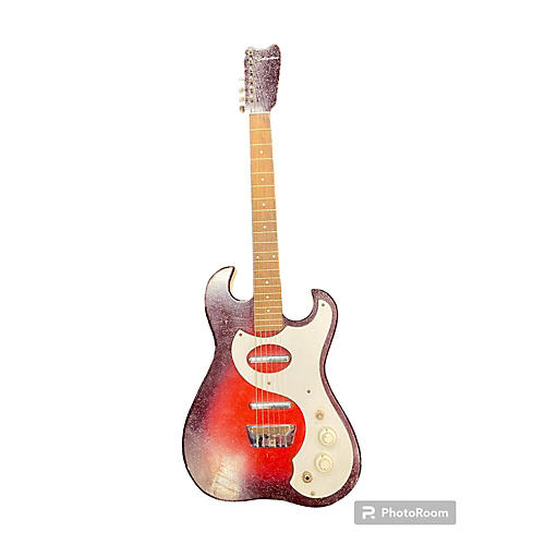 Silvertone 1960s 1457 W/ Amp In Case Solid Body Electric Guitar Redburst