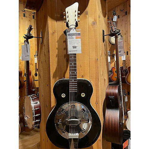 Airline 1960s Folkstar Res-O-Glass Resonator Guitar Black