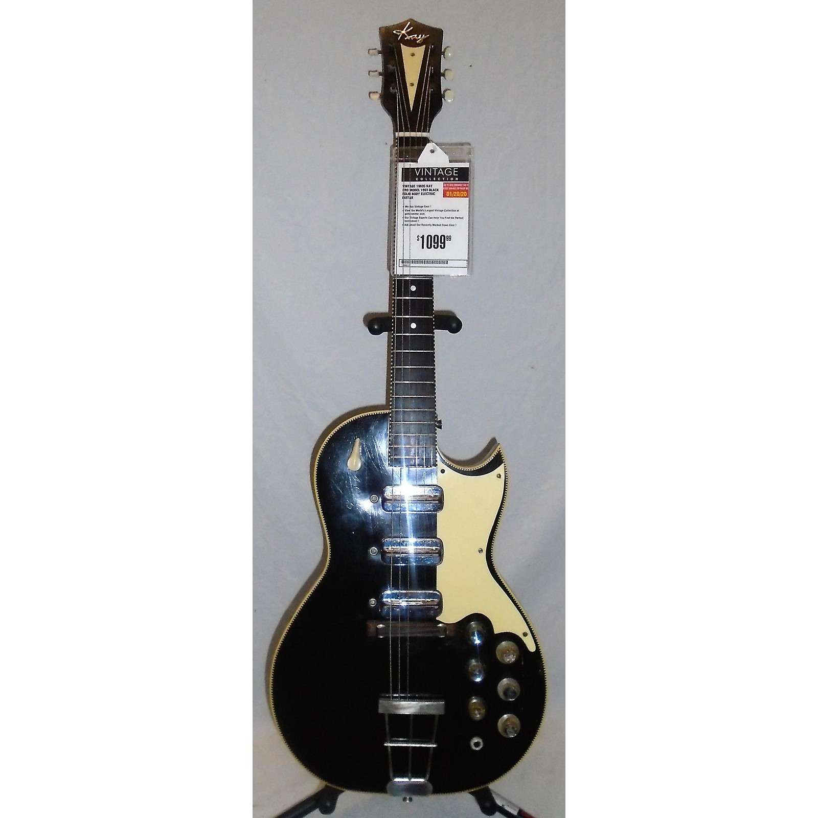 Vintage Kay 1960s PRO MODEL 1993 Solid Body Electric Guitar Black