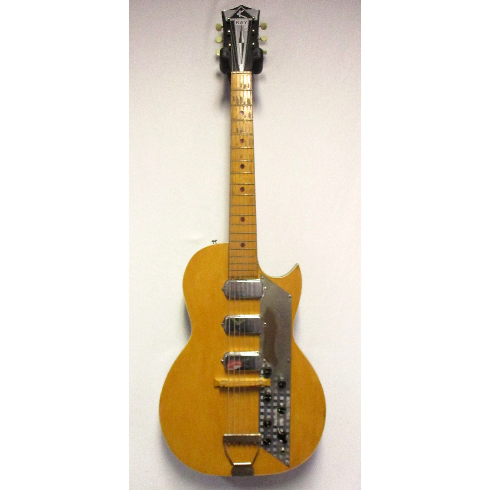 Vintage Kay 1960s VALUE LEADER Solid Body Electric Guitar Natural